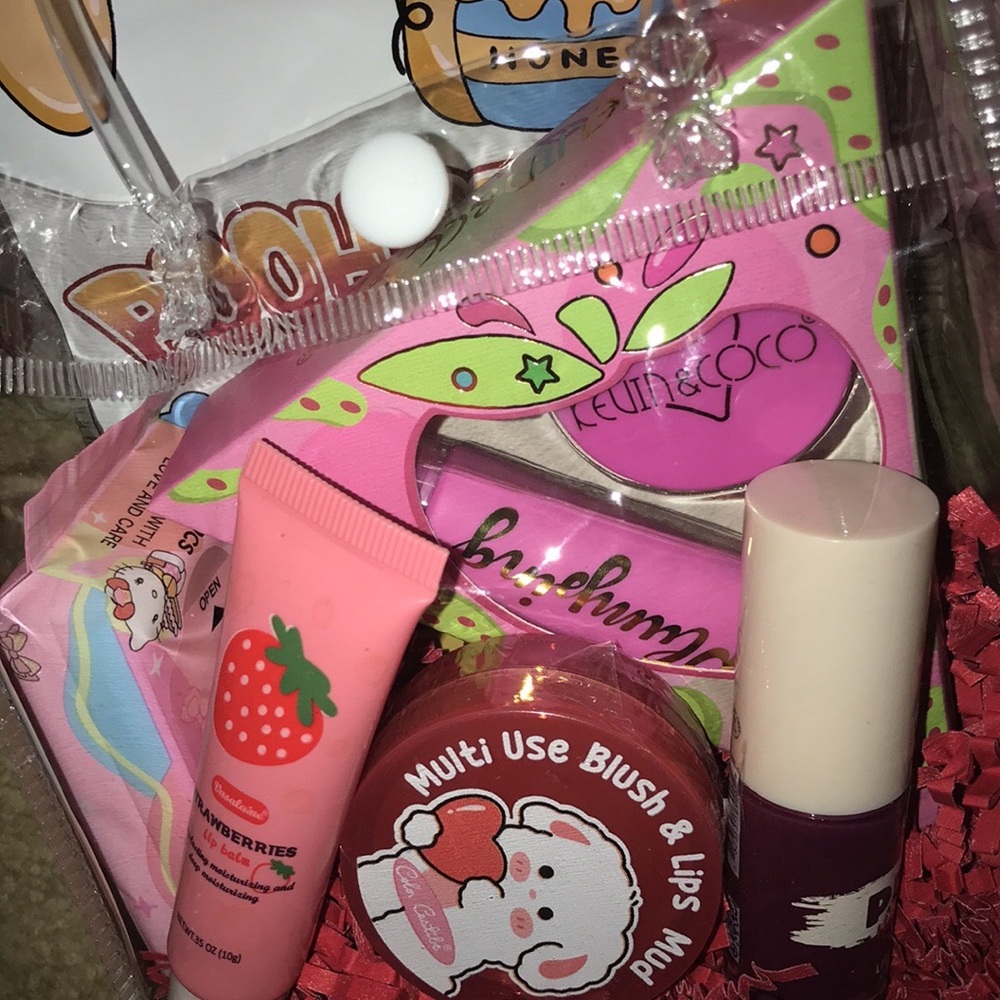 Cute Pink Lip & Cheek Makeup Gift Set